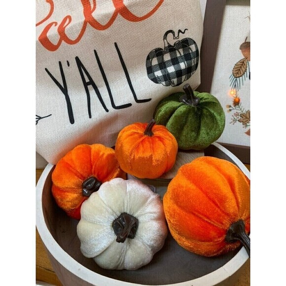 LOT NEW Fall Decor, Wooden Light up Sign, Lg Pillow Cover and Decor Pumpkins - Picture 3 of 5